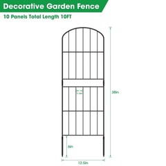 OUSHENG 38in (H) Decorative Garden Fence Fencing, 10ft (L) Rustproof Metal Wi…