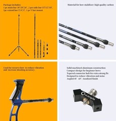 Archery Bow Stabilizer Set 4/5/10/12/28/30 inch 3K Carbon Fiber Extension Pole
