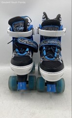 Taiker Unisex Kids Black Blue White Adjustable Four Wheeled Roller Skates 34-37