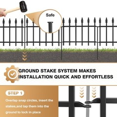 Decorative Garden Fence 10ft (L) x 19in (H) – 7 Panels Heavy Duty Garden Fenc…