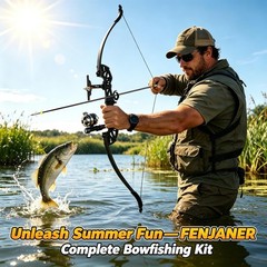 53″ Takedown Recurve Bowfishing Combo Kit, 30/40 LBS Right Hand Only Bowfishi…