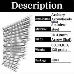 12PCS Archery 4.2mm Insert Arrow Heads Target Point Tip Broadhead Shaft DIY Hunt