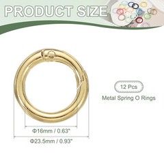 1″ Spring O Rings, Spring Snap Keyring for Handbag, 12 Pack Gold