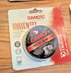 Lot 5 GAMO Match .177 Caliber 4.5mm Precision Pellets 7.56 Grain 500 Count Tins