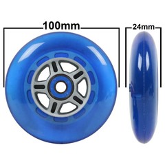 2 Blue Wheels W/Abec 7 Bearings for RAZOR SCOOTER 100mm