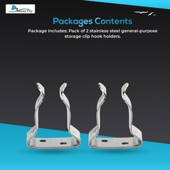 MARINE CITY Stainless Storage Clips Hook Clamp 1-1/8″–1-1/2″ Boat (Pack of 2)