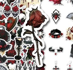 30Pcs Random Gothic Punk Romance Dark Red Medieval Vampire Waterproof Stickers