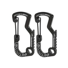 2Pcs Black Plastic Nylon D Carabiner Outdoor Spring Snap Clip Water Bottle Hook