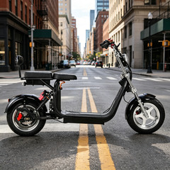 Harley Fat Tire Electric Scooter 4000W Motor Max Speed 40MPH Double Seat Black