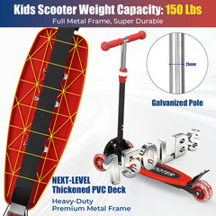3 Wheel Scooter for Kids Ages 3-12, LED Light-Up Kids Kick Scooter–Portable Fold