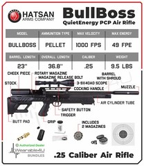 Hatsan BullBoss QE .25 Cal PCP Air Rifle w/ Scope & Targets and Pellets Bundle