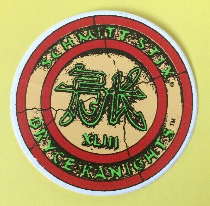 RARE Vintage 1990s Schmitt Stick Skateboards BK Bryce Kanights Sticker r/y/g