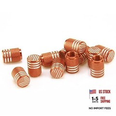SINGARO American Flag Valve Stem Cap, 12PCS Aluminum Alloy Rubber Sealed Orange