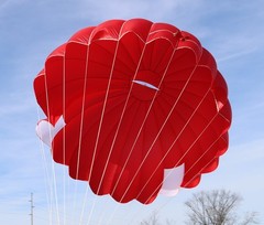 23ft steerable round reserve parachute canopy – red – MINT