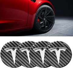 4 Pack Aluminum Waterproof Wheel Cover Center Emblem Sticker for Tesla Model 3 M