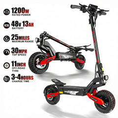 1200W Electric Scooter for Adult All Terrain 30MPH 25Miles Off-road Escooter UL
