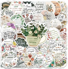 50Pcs Bible Verse Stickers, Inspirational Jesus Sticker, Waterproof, Fade-Resist