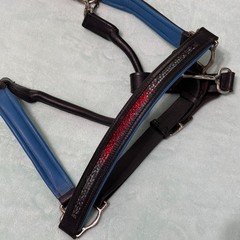 USED Black and Blue Padded Leather Horse Halter Large Size with Bling