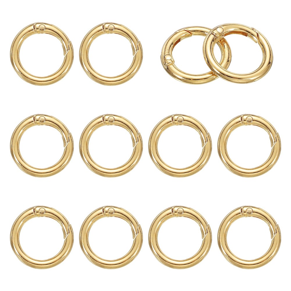 1″ Spring O Rings, Spring Snap Keyring for Handbag, 12 Pack Gold