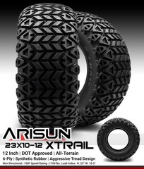 Arisun XTrail 23×10.5012 DOT Golf Cart Tire AllTerrain 6Ply Set of Two