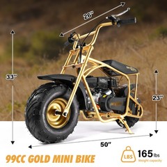 Oryxearth Golden War Bike 99CC Mini Bike 4-Stroke Gas PoweredCollector’s Edition