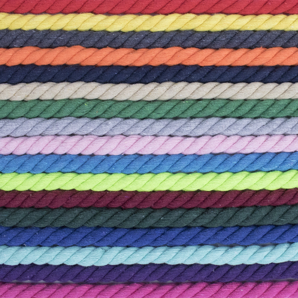 Twisted Cotton Rope – 5/8″, 3/8″, 3/4″, and 1″ Diameters – 4 Colors – 10-100 ft