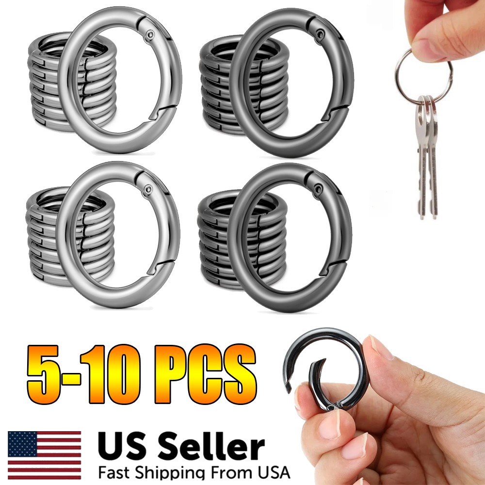 10x Metal Spring O-ring Keychain Wallet Chain Keychain DIY Lanyard Keychain USA