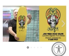 NEW DOGTOWN Jim Red Dog Muir SIGNED 70’s Classic Yellow REISSUE Skateboard DECK