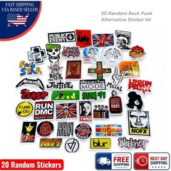 20 Mixed Rock Punk Metal Sticker Pack Band Logos Skulls Music Art Laptop Decals