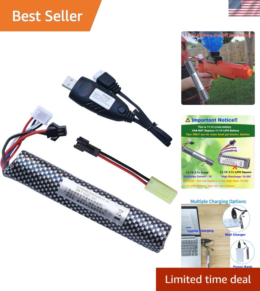 Airsoft Gel Ball Blaster 11.1V 2000mAh Battery, Water Bead Ball 11.1V Splatte…