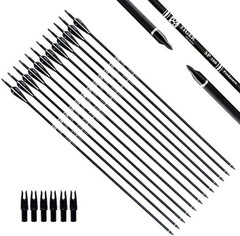 High-Quality Carbon Arrows with Black and White Fletching for Bow Shooting