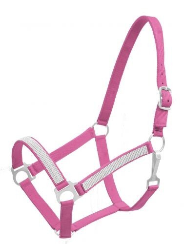Fancy BLING! Nylon Horse Halter with Crystal Rhinestones overlay Horse size