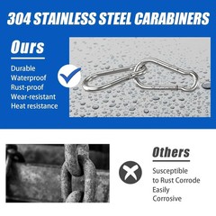 10 PCS Stainless Steel Carabiners Spring Snap Hooks Heavy Duty Keychain Clip NEW
