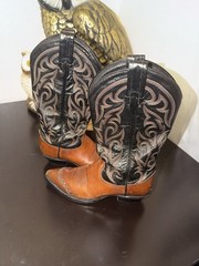 Tony Lama Western Cowboy Boots Black Brown Embroidered Style 1035L67