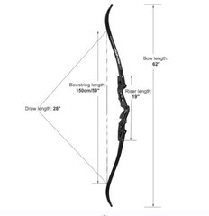 Archery ILF Bow 62″ Recurve Bow RH Aluminum Riser 12X Carbon Arrows 25-60lbs