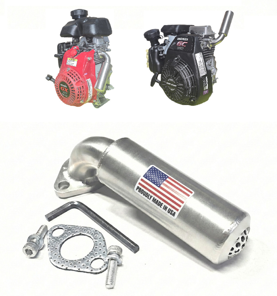 Short Low-Profile Stainless Steel Muffler for GC160/GC190 & GX100 Engines – Heav