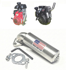 Short Low-Profile Stainless Steel Muffler for GC160/GC190 & GX100 Engines – Heav