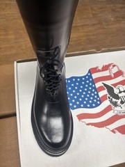 American boots mfg Men’s Leather Tall Riding Boots Size 10D Lace-Up Side Zipper