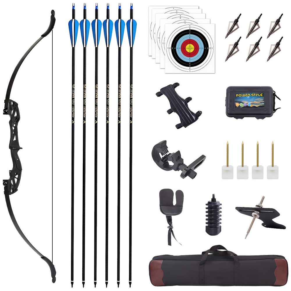Archery 53» Takedown Recurve Bow Set For RH Adult Beginner Hunting Target 40lbs