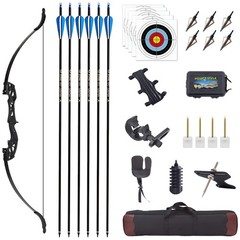 Archery 53» Takedown Recurve Bow Set For RH Adult Beginner Hunting Target 40lbs