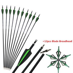 12X Carbon Arrow 30» Archery SP500/Blade Arrowhead Compound Recurve Bow Hunting