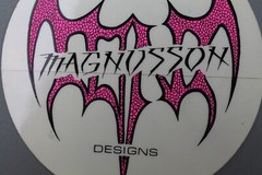 Magnusson Designs Clear Neon Pink Gothic Bat Z86A Vintage Skateboarding STICKER