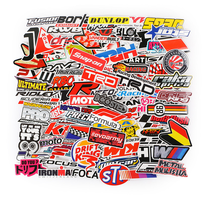 100PCS JDM Stickers Pack Car Motorcycle Racing Motocross Helmet Vinyl Decals Lot