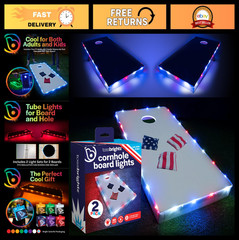 LED Cornhole Lights Set – Glow in the Dark, Light Up Cornhole Board Kit, Red