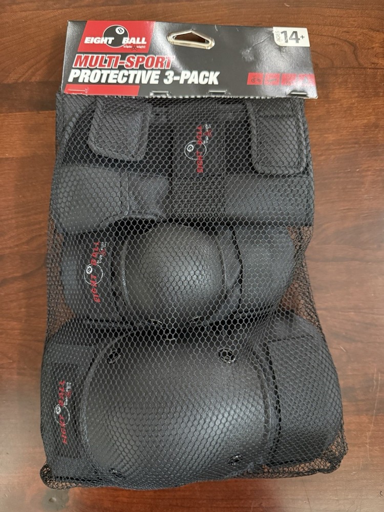 Eight Ball Multi Sport Pad Set 3-Pack Knee Elbow Wrist Protection Youth 14+