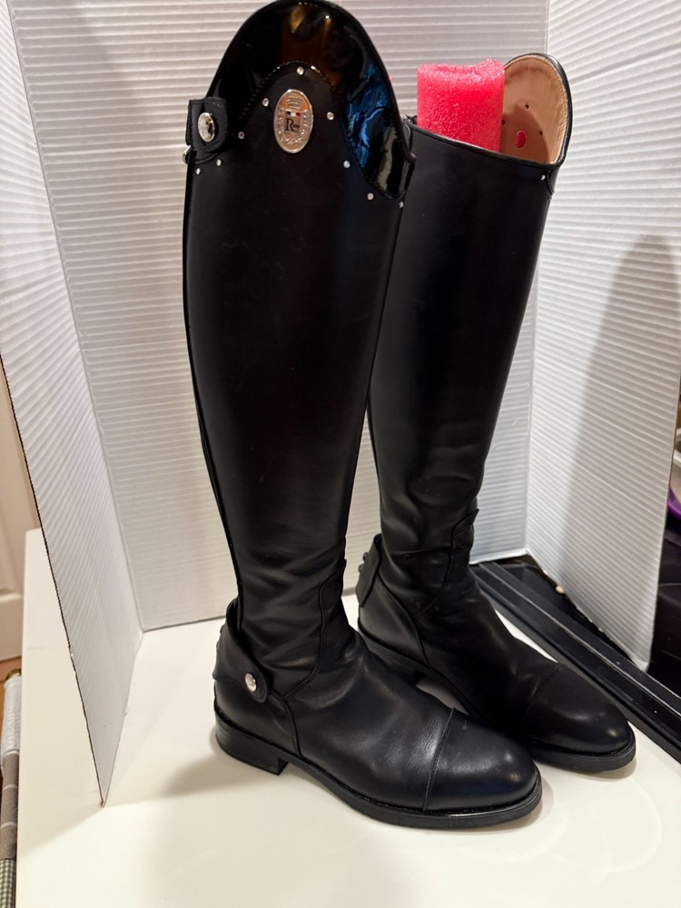 Enrice Romitelli Italian Dressage Riding Boots BLACK LADIES 38 BLING ZIPPERS