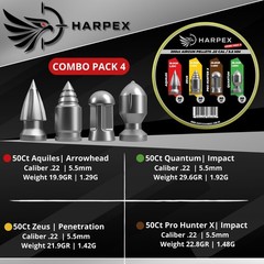 Combo Pack 4 Airgun Pellets .22 Caliber 200ct Pointed + Impact Hunting