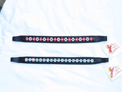 FSS Red Siam Aquamarine Blue FLOWER Rhinestone BLING Crystal Padded BROWBAND NEW