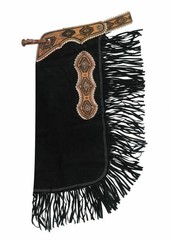 Showman Black Suede Leather Chinks w/Navajo Tooling