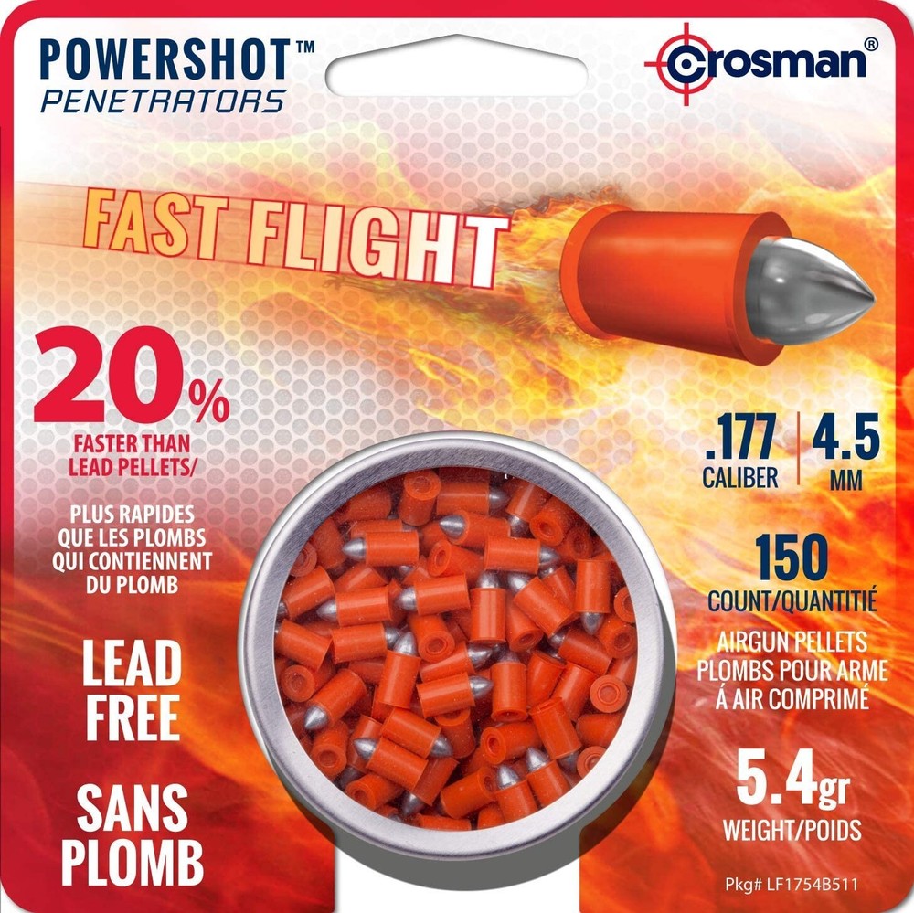 CROSMAN POWERSHOT 150 Count Pointed LEAD FREE 4.5mm .177 Caliber Air Pellets